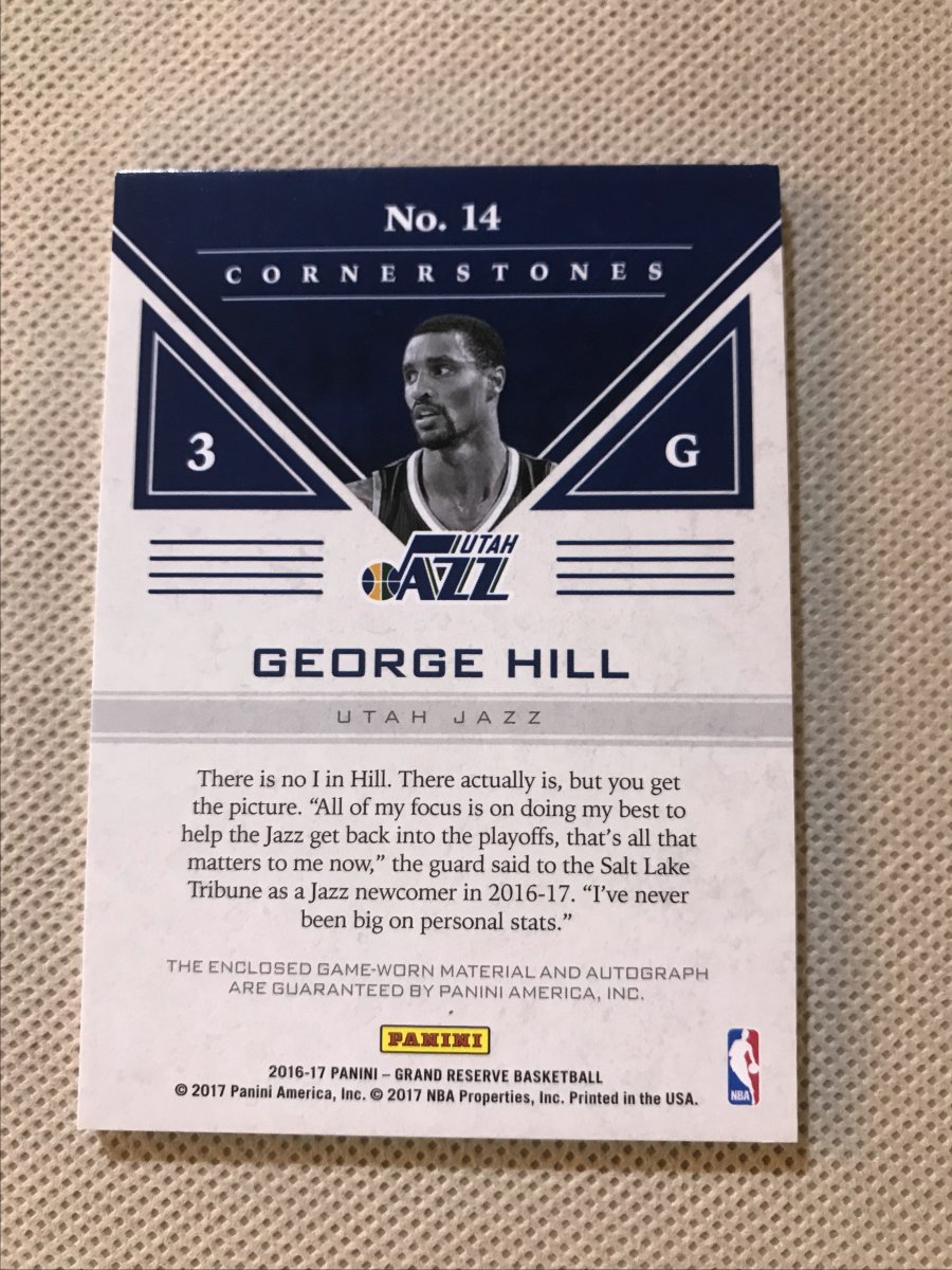 grand reserve 限量 49编 爵士队 四窗 球衣 签字卡 george hill 乔治