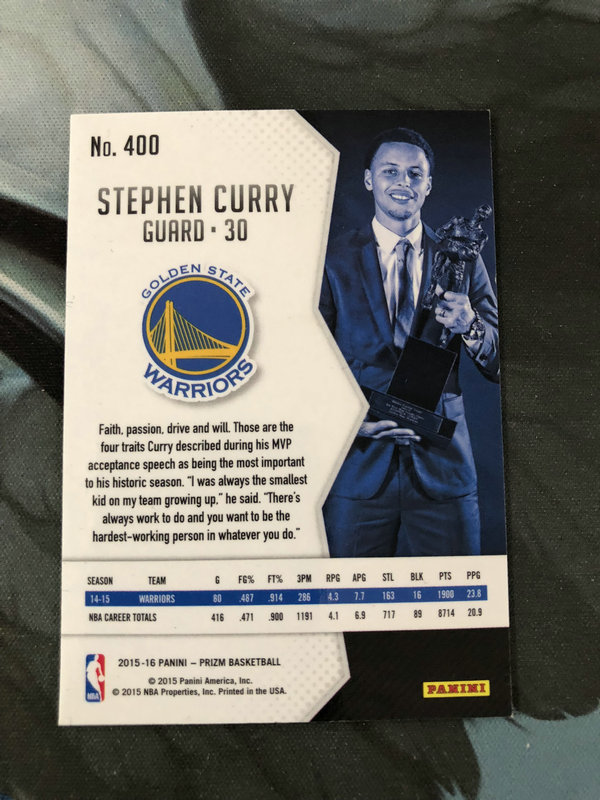 prizm mvp 奖杯 stephen curry 斯蒂芬 库里