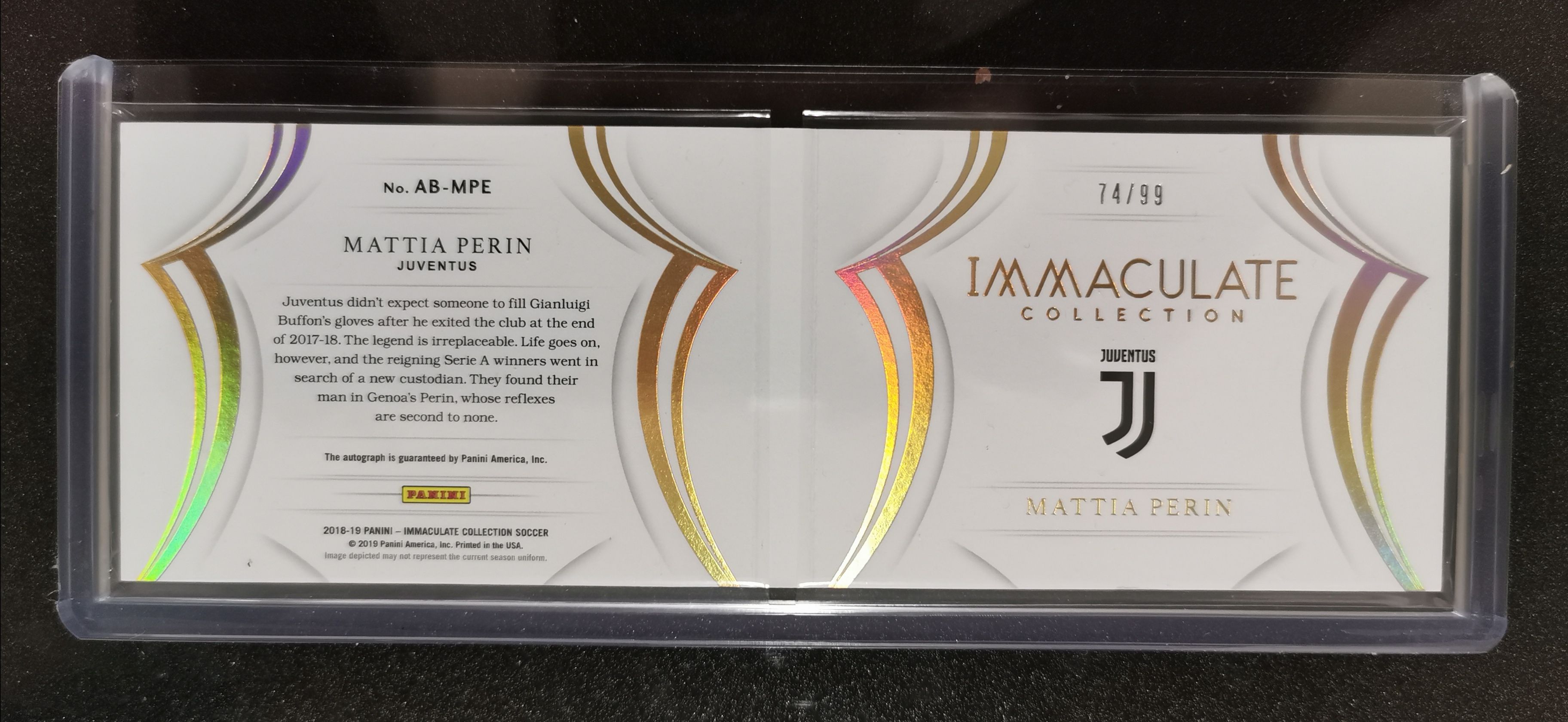 【mycards代拍】panini 2019 immaculate 意大利 尤文图斯 佩林 小