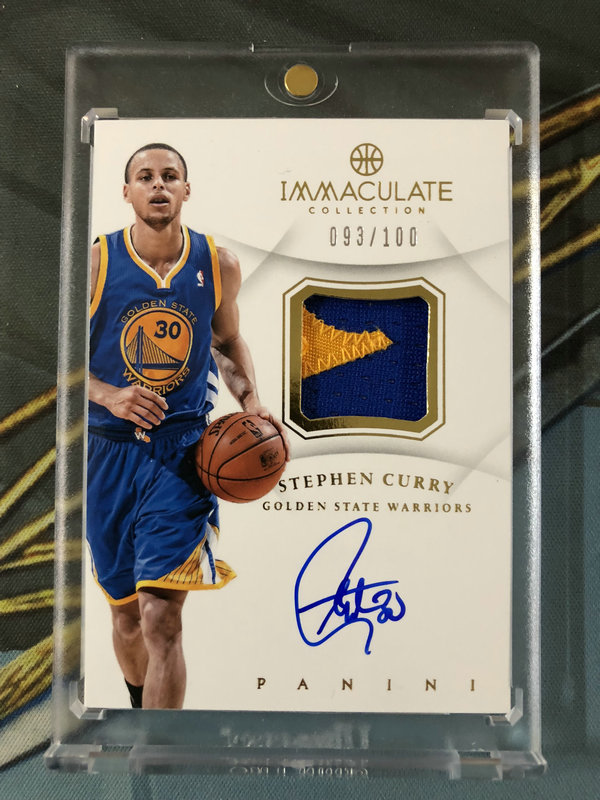 auto 签名 patch 漂亮切割实物 限量 /100 stephen curry 斯蒂芬 库里