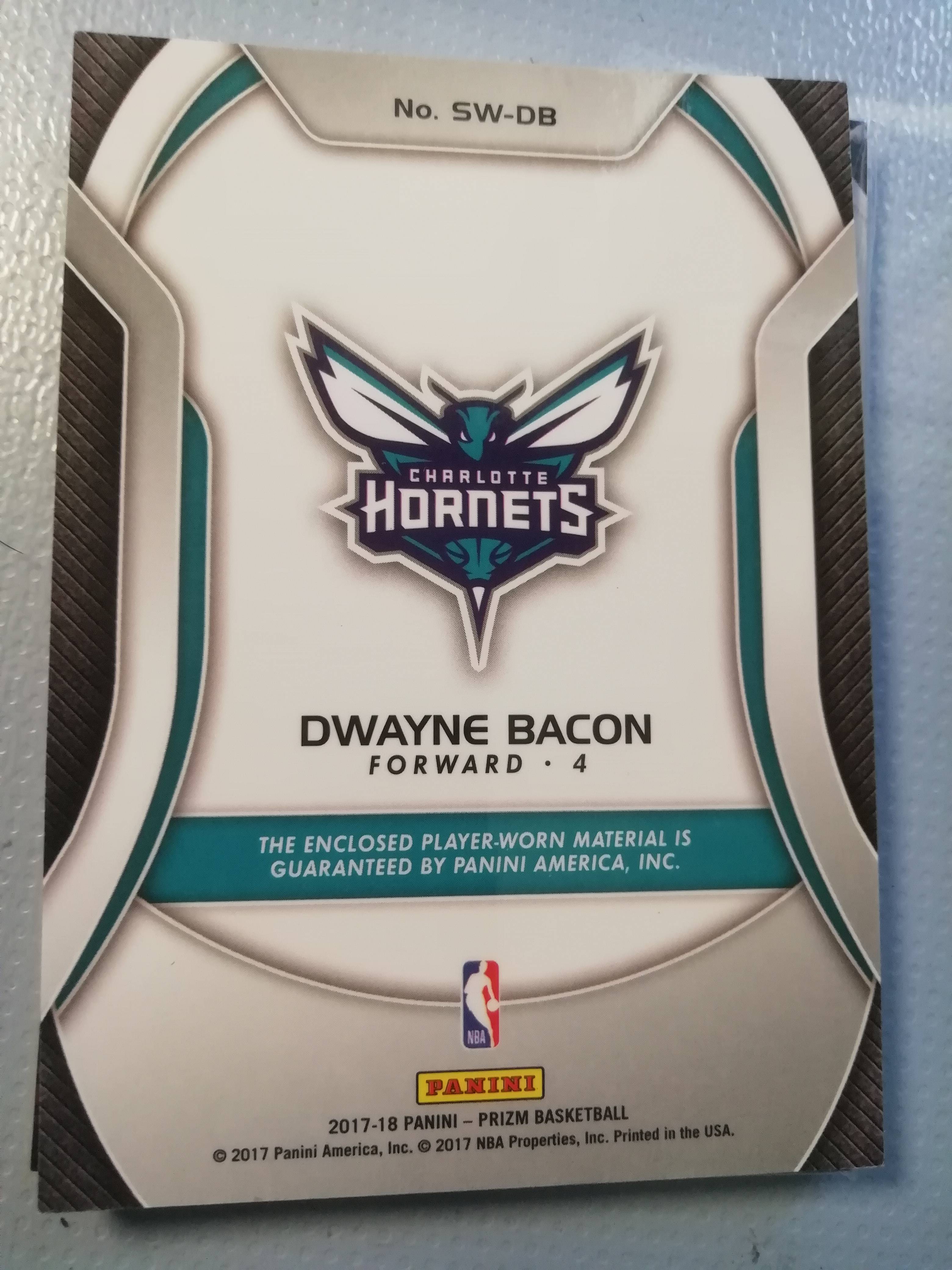 2017-18 panini prizm dwayne bacon 培根 黄蜂 球衣实物