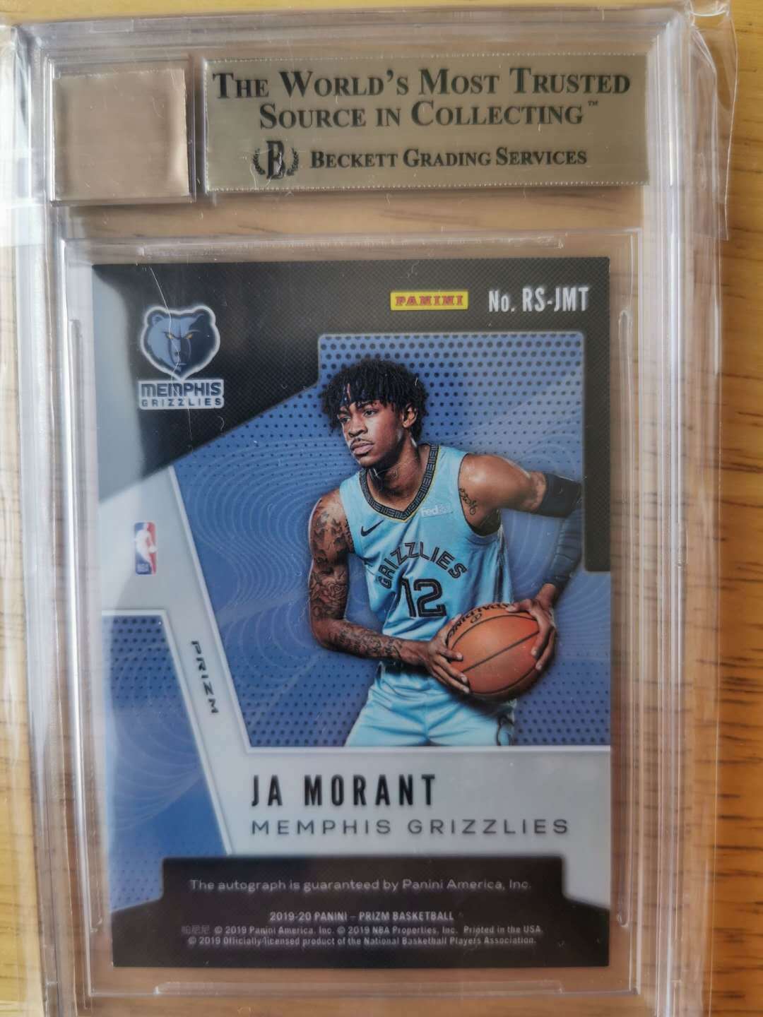 2019-20 prizm 灰熊队 ja morant 莫兰特 rc 新秀 折射 银折 签字 bgs