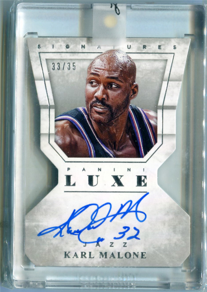 panini 2015-16 luxe 篮球系列 异形切割巨星签字卡 karl malone 马龙